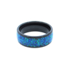 8 mm schwarzer Wolframring, blaue Opal-Inlay-Eheringe