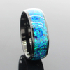 8 mm schwarzer Wolframring, blaue Opal-Inlay-Eheringe