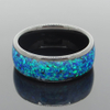 8 mm schwarzer Wolframring, blaue Opal-Inlay-Eheringe