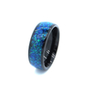 8 mm schwarzer Wolframring, blaue Opal-Inlay-Eheringe