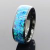 8 mm schwarzer Wolframring, blaue Opal-Inlay-Eheringe