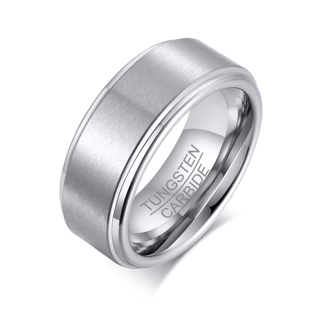 Gravierter Ring für Männer, individuelle 8 mm mattierte Wolfram-Versprechensringe für Männer, bequeme Passform