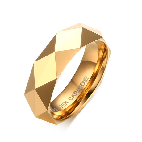 Hochwertige Herrenringe aus Wolframcarbid-Edelstahl mit facettierter Gold-PVD-Beschichtung