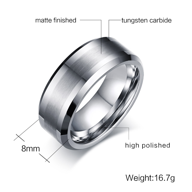 Kratzfester 8-mm-Ring aus Wolframkarbid für Hochzeit, Verlobung und Ehering für Herren