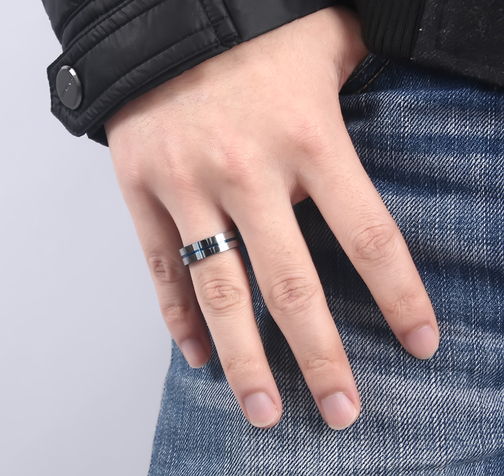 Mode blau vergoldet Kreuz Wolframstahl für Männer Frauen Ring Schmuck Zubehör schöne Hochzeit Band Jubiläum Souvenir