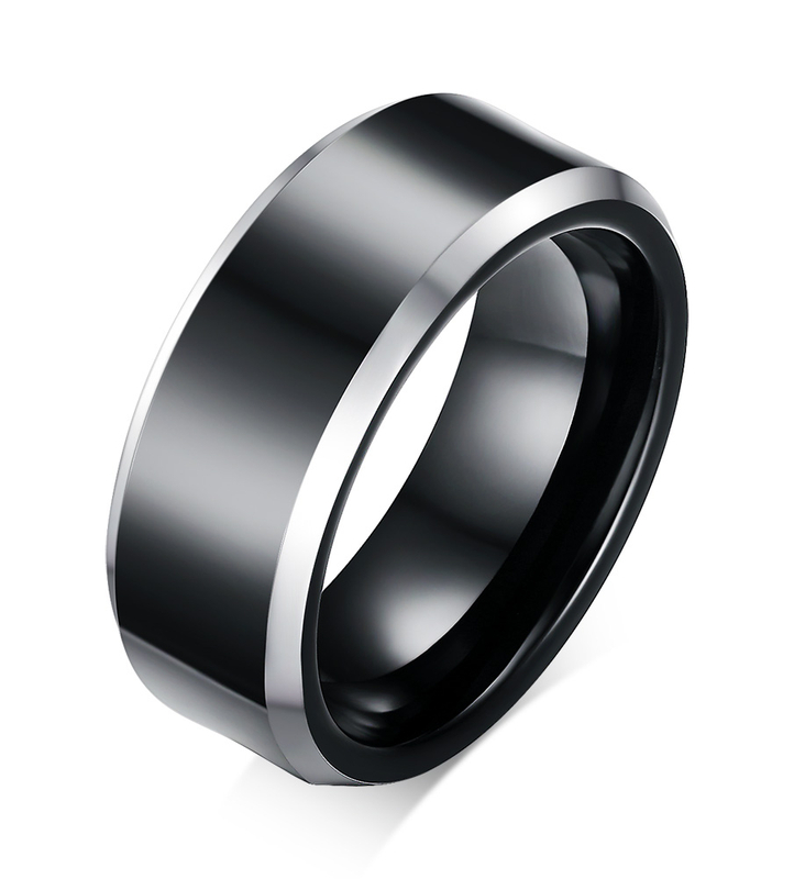 8MM Ring aus reinem Wolframstahl, trendige schwarze Farbe, Herrenringe, Freundgeschenk