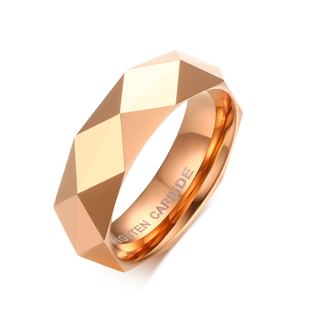 China-Hersteller-Ehering-Designs Diamantschliffoberfläche 6 mm Wolframcarbid-Ring mit Roségold für Herren